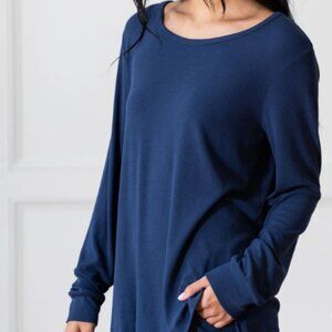 Cozy Earth Women’s Bamboo Rib-Knit Long Sleeve Lounge Top XXL